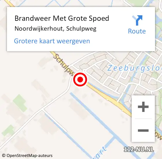 Locatie op kaart van de 112 melding: Brandweer Met Grote Spoed Naar Noordwijkerhout, Schulpweg op 3 augustus 2015 11:23