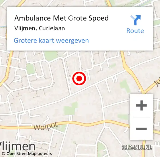 Locatie op kaart van de 112 melding: Ambulance Met Grote Spoed Naar Vlijmen, Curielaan op 3 augustus 2015 17:38