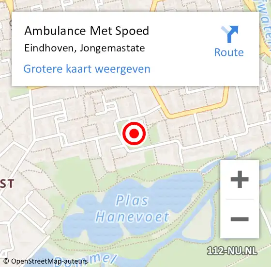 Locatie op kaart van de 112 melding: Ambulance Met Spoed Naar Eindhoven, Jongemastate op 3 augustus 2015 17:58