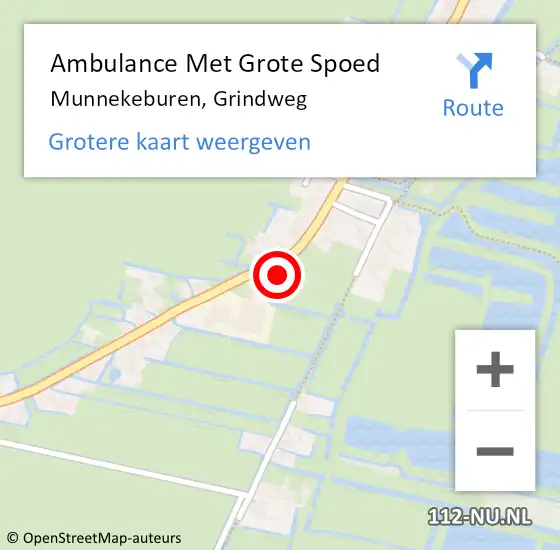 Locatie op kaart van de 112 melding: Ambulance Met Grote Spoed Naar Munnekeburen, Grindweg op 16 november 2013 08:02