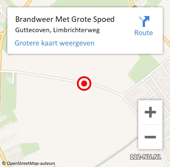 Locatie op kaart van de 112 melding: Brandweer Met Grote Spoed Naar Guttecoven, Limbrichterweg op 3 augustus 2015 22:33