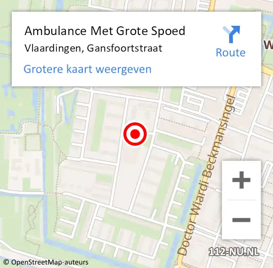 Locatie op kaart van de 112 melding: Ambulance Met Grote Spoed Naar Vlaardingen, Gansfoortstraat op 4 augustus 2015 04:02