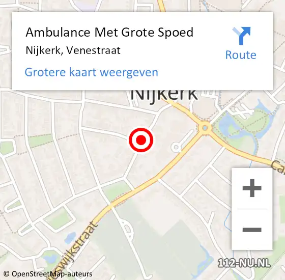 Locatie op kaart van de 112 melding: Ambulance Met Grote Spoed Naar Nijkerk, Venestraat op 4 augustus 2015 16:00