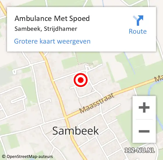 Locatie op kaart van de 112 melding: Ambulance Met Spoed Naar Sambeek, Strijdhamer op 4 augustus 2015 17:30