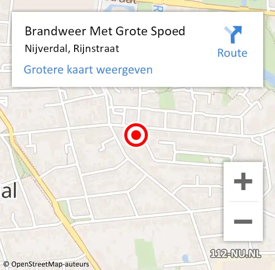Locatie op kaart van de 112 melding: Brandweer Met Grote Spoed Naar Nijverdal, Rijnstraat op 5 augustus 2015 01:14