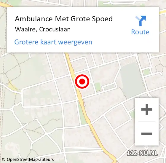 Locatie op kaart van de 112 melding: Ambulance Met Grote Spoed Naar Waalre, Crocuslaan op 5 augustus 2015 07:34