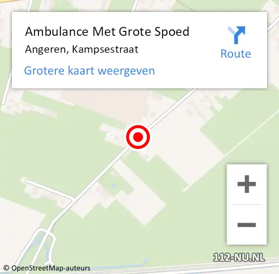 Locatie op kaart van de 112 melding: Ambulance Met Grote Spoed Naar Angeren, Kampsestraat op 5 augustus 2015 15:08