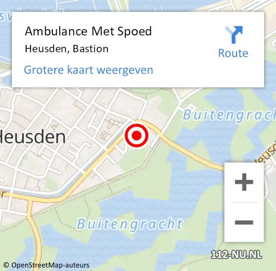 Locatie op kaart van de 112 melding: Ambulance Met Spoed Naar Heusden, Bastion op 5 augustus 2015 23:46