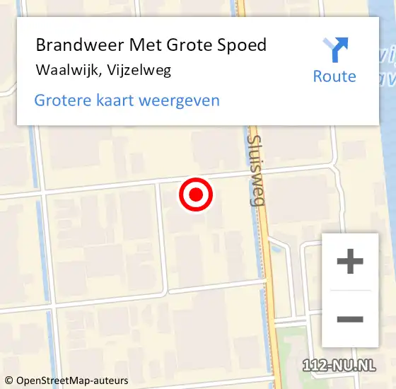 Locatie op kaart van de 112 melding: Brandweer Met Grote Spoed Naar Waalwijk, Vijzelweg op 6 augustus 2015 01:23