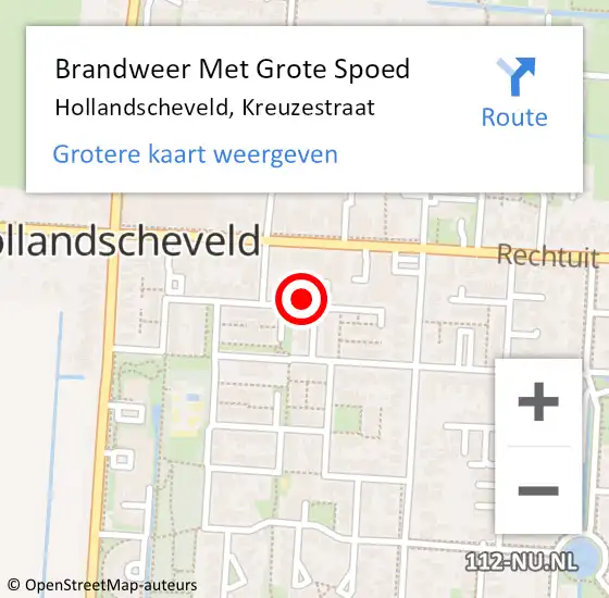 Locatie op kaart van de 112 melding: Brandweer Met Grote Spoed Naar Hollandscheveld, Kreuzestraat op 6 augustus 2015 03:08