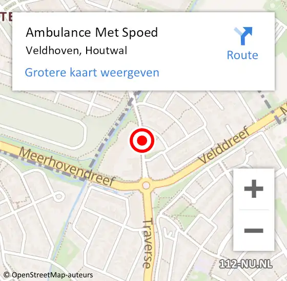 Locatie op kaart van de 112 melding: Ambulance Met Spoed Naar Veldhoven, Houtwal op 6 augustus 2015 15:23