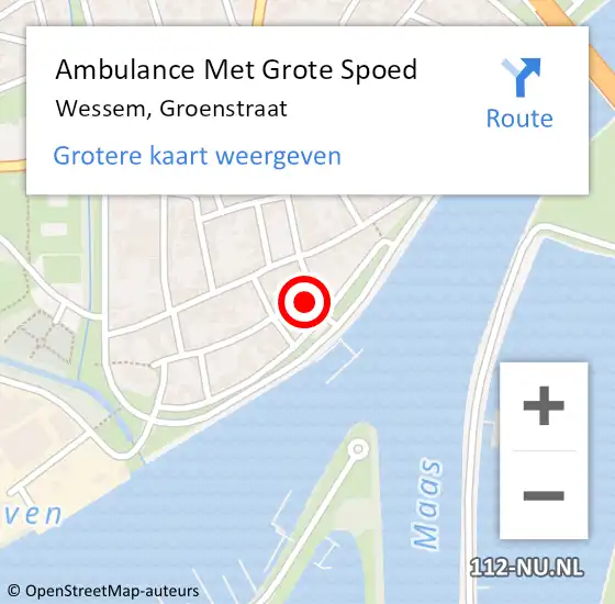 Locatie op kaart van de 112 melding: Ambulance Met Grote Spoed Naar Wessem, Groenstraat op 6 augustus 2015 16:22