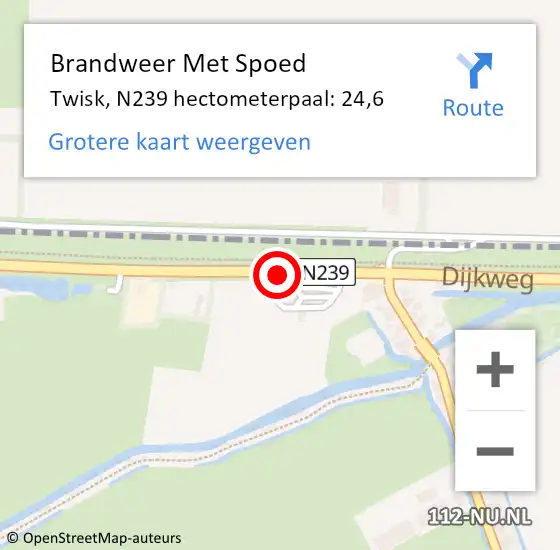 Locatie op kaart van de 112 melding: Brandweer Met Spoed Naar Twisk, N239 hectometerpaal: 24,6 op 6 augustus 2015 20:53