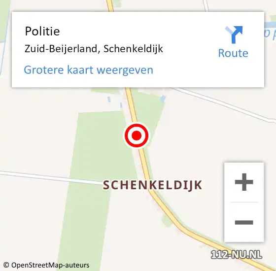 Locatie op kaart van de 112 melding: Politie Schenkeldijk op 7 augustus 2015 16:21