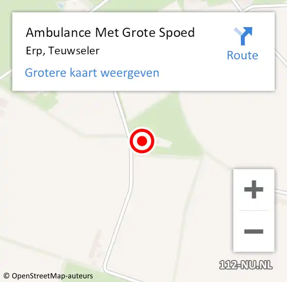Locatie op kaart van de 112 melding: Ambulance Met Grote Spoed Naar Erp, Teuwseler op 7 augustus 2015 20:54