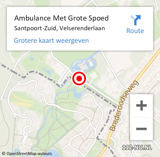Locatie op kaart van de 112 melding: Ambulance Met Grote Spoed Naar Santpoort-Zuid, Velserenderlaan op 8 augustus 2015 01:20