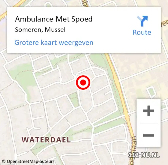 Locatie op kaart van de 112 melding: Ambulance Met Spoed Naar Someren, Mussel op 8 augustus 2015 05:11