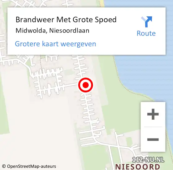 Locatie op kaart van de 112 melding: Brandweer Met Grote Spoed Naar Midwolda, Niesoordlaan op 16 november 2013 17:08
