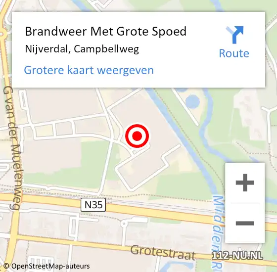 Locatie op kaart van de 112 melding: Brandweer Met Grote Spoed Naar Nijverdal, Campbellweg op 9 augustus 2015 21:26