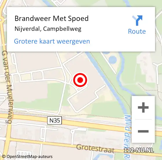 Locatie op kaart van de 112 melding: Brandweer Met Spoed Naar Nijverdal, Campbellweg op 9 augustus 2015 21:53