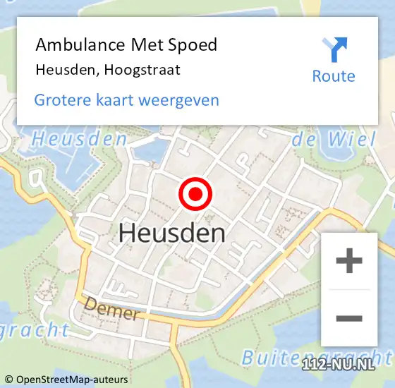 Locatie op kaart van de 112 melding: Ambulance Met Spoed Naar Heusden, Hoogstraat op 9 augustus 2015 23:17