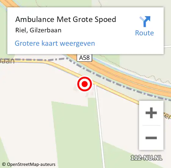 Locatie op kaart van de 112 melding: Ambulance Met Grote Spoed Naar Riel, Gilzerbaan op 10 augustus 2015 03:10