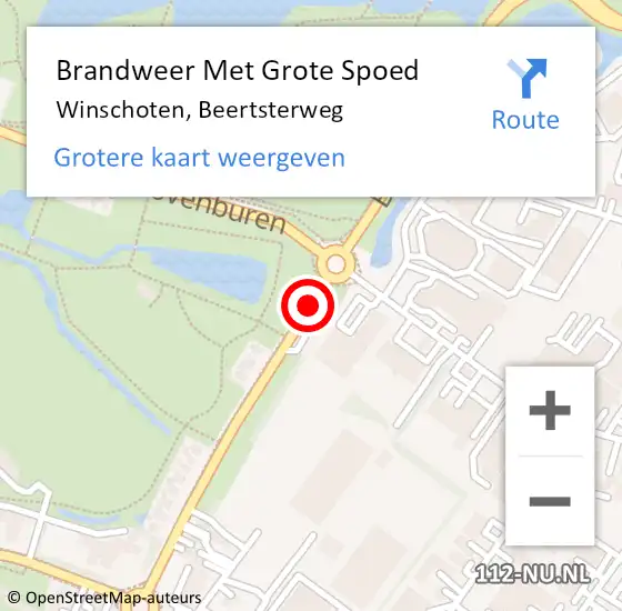 Locatie op kaart van de 112 melding: Brandweer Met Grote Spoed Naar Winschoten, Beertsterweg op 10 augustus 2015 07:45