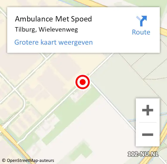 Locatie op kaart van de 112 melding: Ambulance Met Spoed Naar Tilburg, Wielevenweg op 10 augustus 2015 13:49