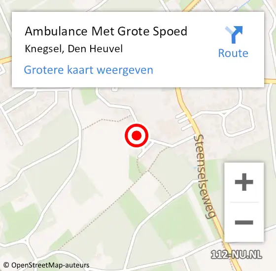 Locatie op kaart van de 112 melding: Ambulance Met Grote Spoed Naar Knegsel, Den Heuvel op 10 augustus 2015 14:28