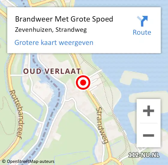 Locatie op kaart van de 112 melding: Brandweer Met Grote Spoed Naar Zevenhuizen, Strandweg op 10 augustus 2015 23:53