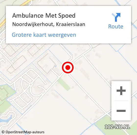 Locatie op kaart van de 112 melding: Ambulance Met Spoed Naar Noordwijkerhout, Kraaierslaan op 11 augustus 2015 13:37