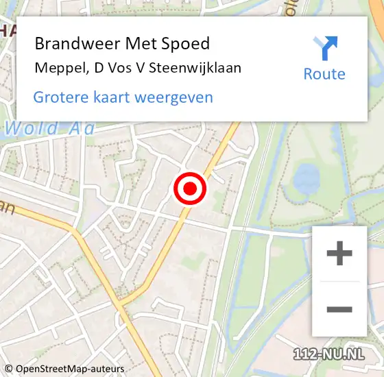 Locatie op kaart van de 112 melding: Brandweer Met Spoed Naar Meppel, D Vos V Steenwijklaan op 12 augustus 2015 09:45