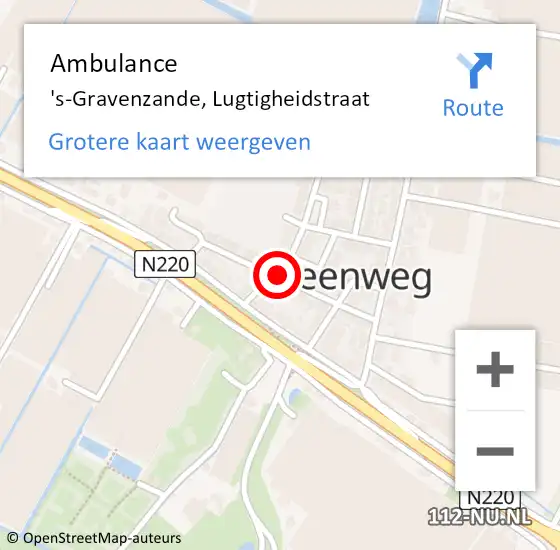 Locatie op kaart van de 112 melding: Ambulance 's-Gravenzande, Lugtigheidstraat op 12 augustus 2015 11:59