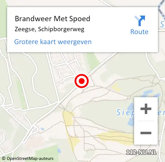 Locatie op kaart van de 112 melding: Brandweer Met Spoed Naar Zeegse, Schipborgerweg op 12 augustus 2015 19:54