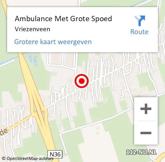 Locatie op kaart van de 112 melding: Ambulance Met Grote Spoed Naar Vriezenveen op 13 augustus 2015 00:17