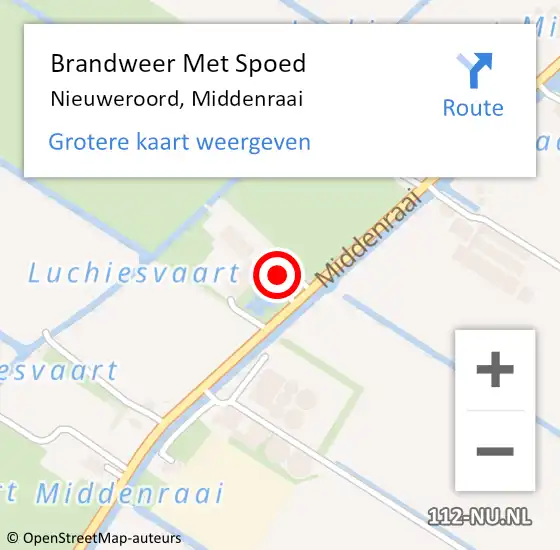 Locatie op kaart van de 112 melding: Brandweer Met Spoed Naar Nieuweroord, Middenraai op 13 augustus 2015 04:19