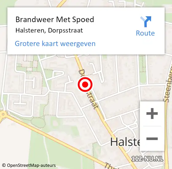 Locatie op kaart van de 112 melding: Brandweer Met Spoed Naar Halsteren, Dorpsstraat op 13 augustus 2015 22:41