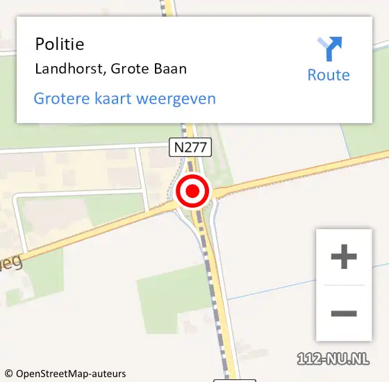 Locatie op kaart van de 112 melding: Politie Landhorst, Grote Baan op 14 augustus 2015 08:59
