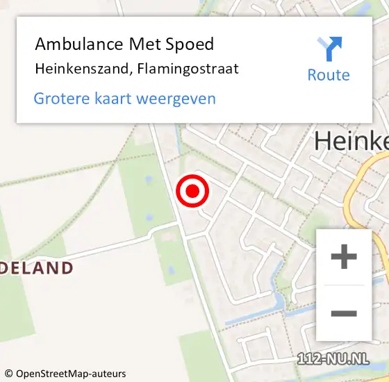 Locatie op kaart van de 112 melding: Ambulance Met Spoed Naar Heinkenszand, Flamingostraat op 15 augustus 2015 06:29