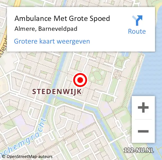 Locatie op kaart van de 112 melding: Ambulance Met Grote Spoed Naar Almere, Barneveldpad op 15 augustus 2015 09:03