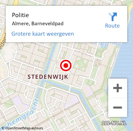 Locatie op kaart van de 112 melding: Politie Almere, Barneveldpad op 15 augustus 2015 09:21