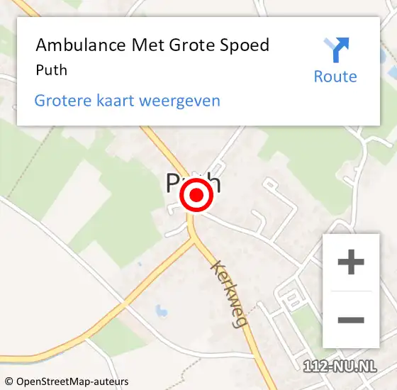 Locatie op kaart van de 112 melding: Ambulance Met Grote Spoed Naar Puth op 15 augustus 2015 10:46
