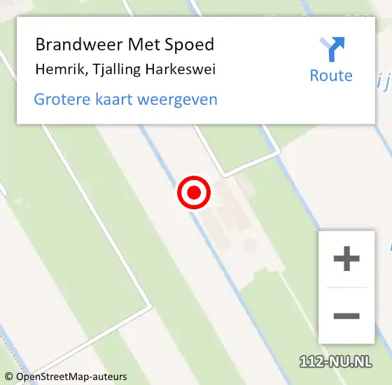 Locatie op kaart van de 112 melding: Brandweer Met Spoed Naar Hemrik, Tjalling Harkeswei op 15 augustus 2015 10:58