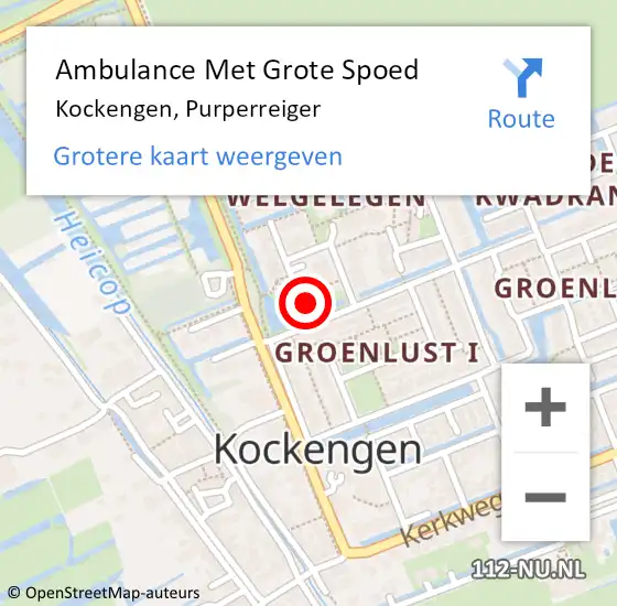 Locatie op kaart van de 112 melding: Ambulance Met Grote Spoed Naar Kockengen, Purperreiger op 15 augustus 2015 11:39