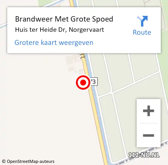 Locatie op kaart van de 112 melding: Brandweer Met Grote Spoed Naar Huis ter Heide Dr, Norgervaart op 15 augustus 2015 16:58