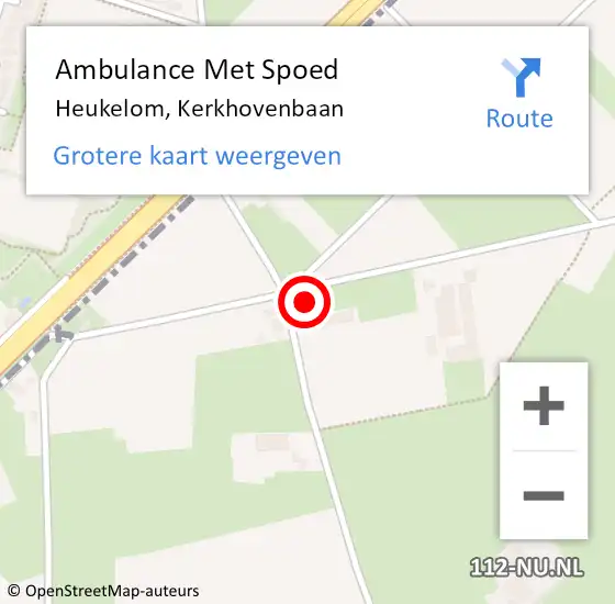 Locatie op kaart van de 112 melding: Ambulance Met Spoed Naar Heukelom, Kerkhovenbaan op 15 augustus 2015 21:52