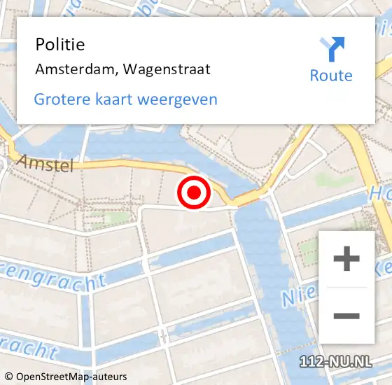 Locatie op kaart van de 112 melding: Politie Amsterdam, Wagenstraat op 15 augustus 2015 23:45