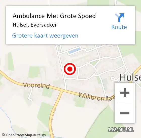 Locatie op kaart van de 112 melding: Ambulance Met Grote Spoed Naar Hulsel, Eversacker op 16 augustus 2015 13:57
