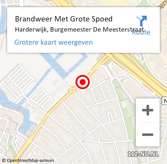 Locatie op kaart van de 112 melding: Brandweer Met Grote Spoed Naar Harderwijk, Burgemeester De Meesterstraat op 16 augustus 2015 16:36