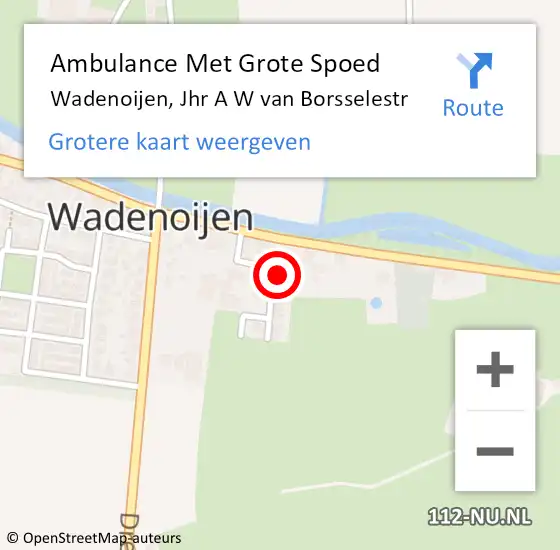 Locatie op kaart van de 112 melding: Ambulance Met Grote Spoed Naar Wadenoijen, Jhr A W van Borsselestr op 17 augustus 2015 09:05